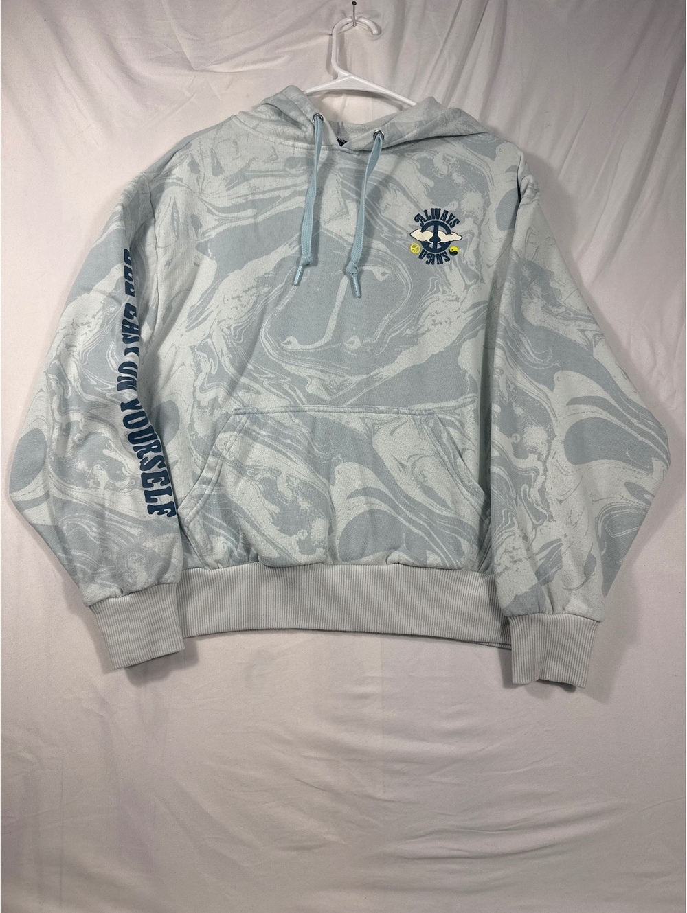 Vans Small Light Blue Marble Pattern Hoodie Sweatshirt
